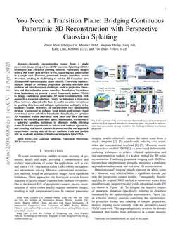 You Need a Transition Plane: Bridging Continuous Panoramic 3D Reconstruction with Perspective Gaussian Splatting