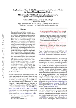 Exploration of Plan-Guided Summarization for Narrative Texts: the Case of Small Language Models