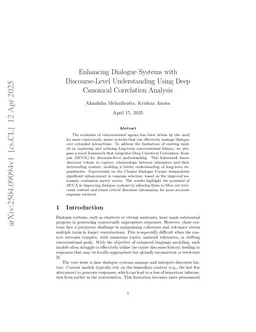 Enhancing Dialogue Systems with Discourse-Level Understanding Using Deep Canonical Correlation Analysis