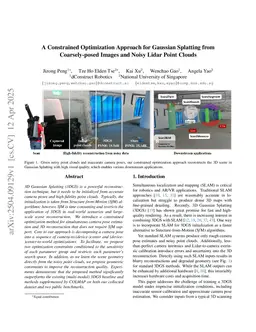 A Constrained Optimization Approach for Gaussian Splatting from Coarsely-posed Images and Noisy Lidar Point Clouds