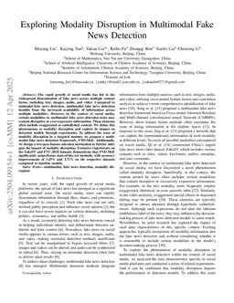 Exploring Modality Disruption in Multimodal Fake News Detection