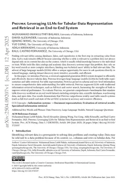 Pneuma: Leveraging LLMs for Tabular Data Representation and Retrieval in an End-to-End System