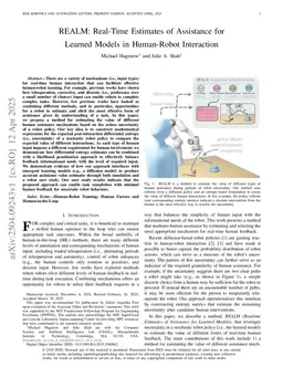 REALM: Real-Time Estimates of Assistance for Learned Models in Human-Robot Interaction