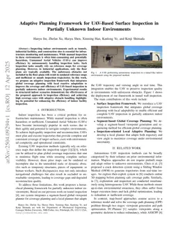 Adaptive Planning Framework for UAV-Based Surface Inspection in Partially Unknown Indoor Environments