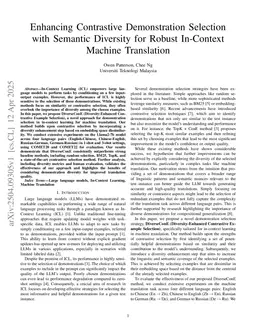 Enhancing Contrastive Demonstration Selection with Semantic Diversity for Robust In-Context Machine Translation