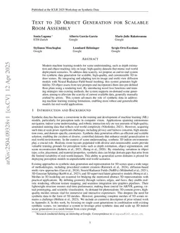 Text To 3D Object Generation For Scalable Room Assembly