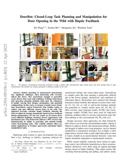 DoorBot: Closed-Loop Task Planning and Manipulation for Door Opening in the Wild with Haptic Feedback
