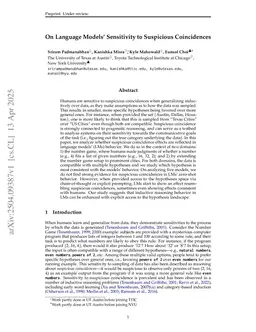 On Language Models' Sensitivity to Suspicious Coincidences