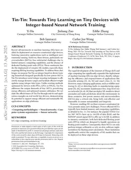 Tin-Tin: Towards Tiny Learning on Tiny Devices with Integer-based Neural Network Training