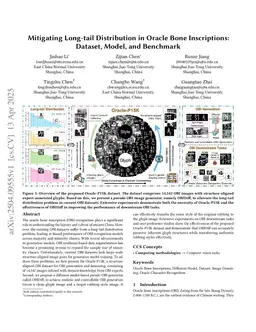 Mitigating Long-tail Distribution in Oracle Bone Inscriptions: Dataset, Model, and Benchmark