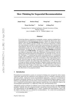 Slow Thinking for Sequential Recommendation