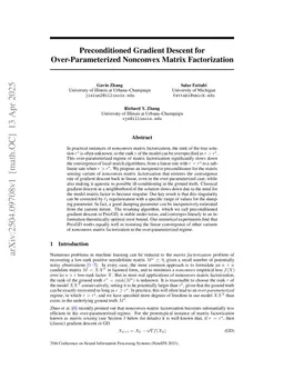 Preconditioned Gradient Descent for Over-Parameterized Nonconvex Matrix Factorization