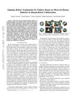 Adapting Robot's Explanation for Failures Based on Observed Human Behavior in Human-Robot Collaboration