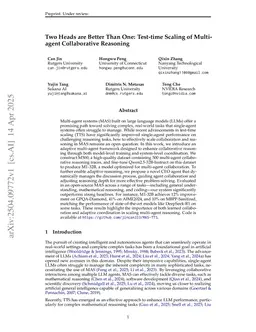 Two Heads are Better Than One: Test-time Scaling of Multi-agent Collaborative Reasoning