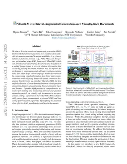 VDocRAG: Retrieval-Augmented Generation over Visually-Rich Documents