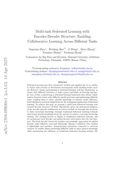 Multi-task Federated Learning with Encoder-Decoder Structure: Enabling Collaborative Learning Across Different Tasks