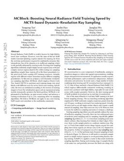 MCBlock: Boosting Neural Radiance Field Training Speed by MCTS-based Dynamic-Resolution Ray Sampling