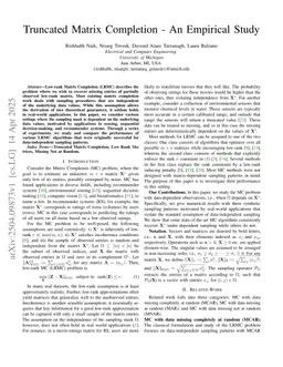 Truncated Matrix Completion - An Empirical Study