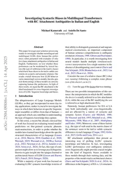 Investigating Syntactic Biases in Multilingual Transformers with RC Attachment Ambiguities in Italian and English