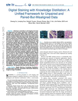 Digital Staining with Knowledge Distillation: A Unified Framework for Unpaired and Paired-But-Misaligned Data