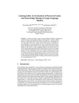 Leaking LoRa: An Evaluation of Password Leaks and Knowledge Storage in Large Language Models