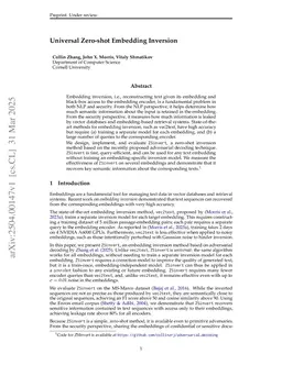 Universal Zero-shot Embedding Inversion