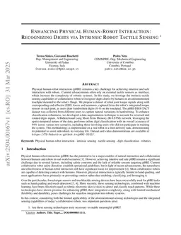 Enhancing Physical Human-Robot Interaction: Recognizing Digits via Intrinsic Robot Tactile Sensing