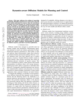 Dynamics-aware Diffusion Models for Planning and Control