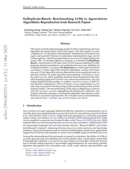 SciReplicate-Bench: Benchmarking LLMs in Agent-driven Algorithmic Reproduction from Research Papers