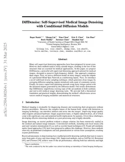 DiffDenoise: Self-Supervised Medical Image Denoising with Conditional Diffusion Models