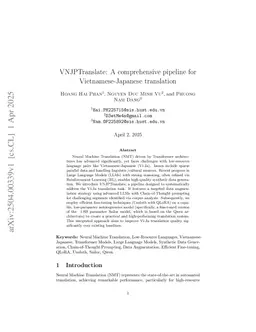 VNJPTranslate: A comprehensive pipeline for Vietnamese-Japanese translation