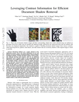 Leveraging Contrast Information for Efficient Document Shadow Removal