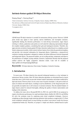 Intrinsic-feature-guided 3D Object Detection