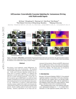 ADGaussian: Generalizable Gaussian Splatting for Autonomous Driving with Multi-modal Inputs