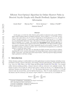 Efficient Near-Optimal Algorithm for Online Shortest Paths in Directed Acyclic Graphs with Bandit Feedback Against Adaptive Adversaries