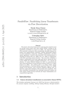 ParallelFlow: Parallelizing Linear Transformers via Flow Discretization
