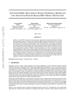 AttentiveGRU: Recurrent Spatio-Temporal Modeling for Advanced Radar-Based BEV Object Detection