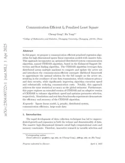 Communication-Efficient l_0 Penalized Least Square