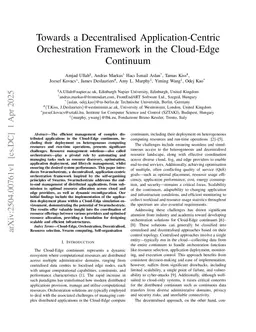 Towards a Decentralised Application-Centric Orchestration Framework in the Cloud-Edge Continuum
