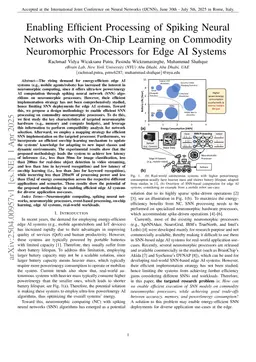 Enabling Efficient Processing of Spiking Neural Networks with On-Chip Learning on Commodity Neuromorphic Processors for Edge AI Systems