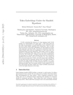 Token embeddings violate the manifold hypothesis