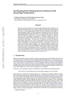 Self-Routing RAG: Binding Selective Retrieval with Knowledge Verbalization