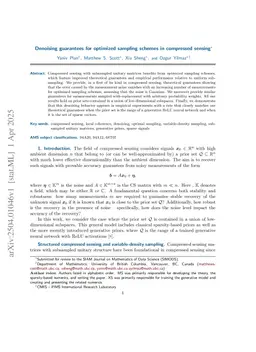 Denoising guarantees for optimized sampling schemes in compressed sensing