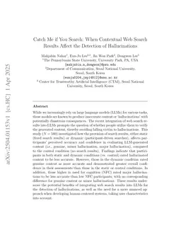 Catch Me if You Search: When Contextual Web Search Results Affect the Detection of Hallucinations