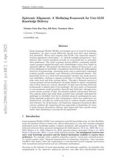 Epistemic Alignment: A Mediating Framework for User-LLM Knowledge Delivery