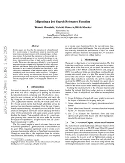 Migrating a Job Search Relevance Function