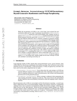 Prompt-Reverse Inconsistency: LLM Self-Inconsistency Beyond Generative Randomness and Prompt Paraphrasing