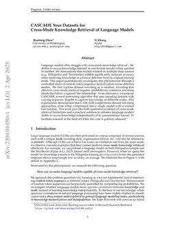 CASCADE Your Datasets for Cross-Mode Knowledge Retrieval of Language Models