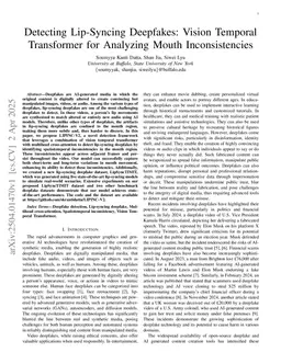 Detecting Lip-Syncing Deepfakes: Vision Temporal Transformer for Analyzing Mouth Inconsistencies