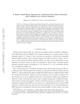 A Robust Model-Based Approach for Continuous-Time Policy Evaluation with Unknown Lévy Process Dynamics